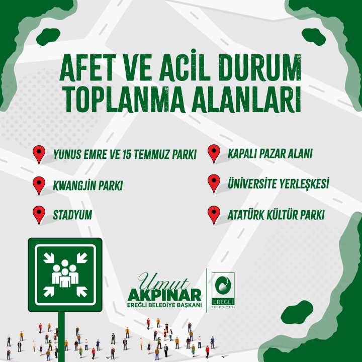 Afet Sırası ve Sonrasında İlçemiz Acil Toplanma Alanları